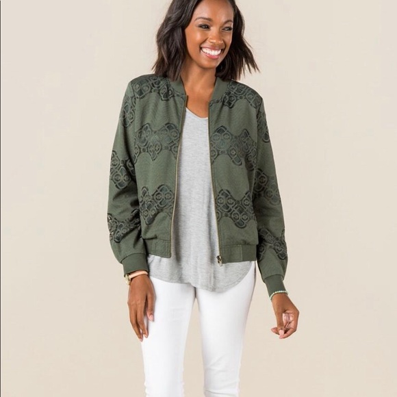 Francesca's Monterey Lace Bomber Jacket - Picture 3 of 3